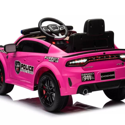 Vaikiškas elektromobilis Dodge Charger Police, rožinis