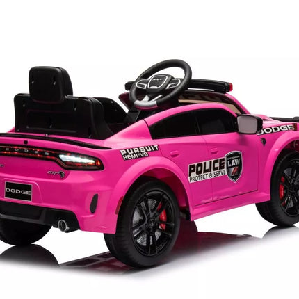 Vaikiškas elektromobilis Dodge Charger Police, rožinis