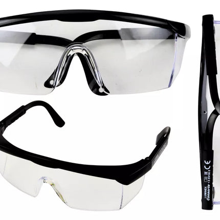 Apsauginiai akiniai reguliuojamais rėmeliais, juodi