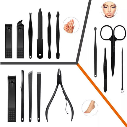 Elegantiškas nagų ir odelių priežiūros priemonių rinkinys - 15 dalių