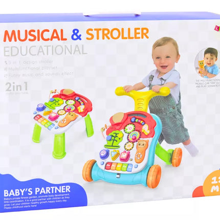 Stumdukas-vaikštukas su edukaciniu staliuku 2in1 Interaktyvus su šviesomis ir garsais