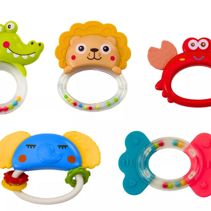 Žaislų, barškučių, kramtukų, gyvūnėlių rinkinys, 8 vienetai