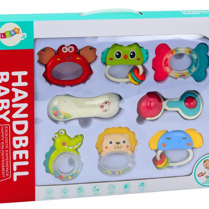 Žaislų, barškučių, kramtukų, gyvūnėlių rinkinys, 8 vienetai