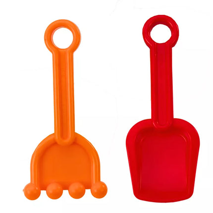 Smėlio žaislų rinkinys: Mėlynas vežimėlis, grėblys, mentelė, laivelis, 8 el.