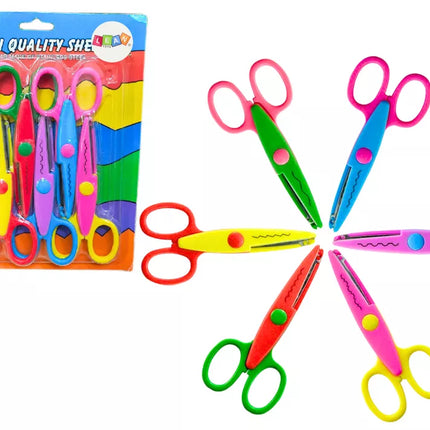 Kūrybiškos spalvingos dekoratyvinės žirklės skrebinimui, dekoratyviniai raštai, 6 vnt.