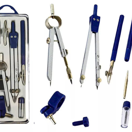 Geometrinis braižymo rinkinys, techninis skriestuvas su dėklu, 9 vnt.