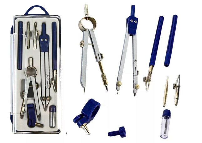 Geometrinis braižymo rinkinys, techninis skriestuvas su dėklu, 9 vnt.