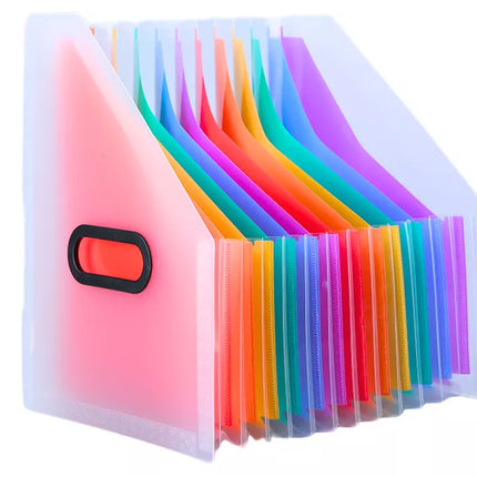 Vertikalus dokumentų organizatoriaus aplankas A4 su spalvotais skirtukais ir kišenėlėmis