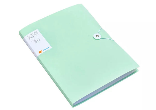 Plastikinis aplankas su gumine juostele, 30 vnt., žalias, A4