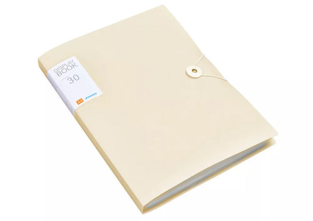 Plastikinis aplankas su gumyte, 30 lapų, smėlio spalvos, A4