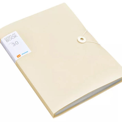 Plastikinis aplankas su gumyte, 30 lapų, smėlio spalvos, A4