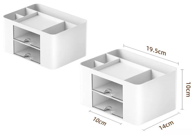 Stalčių dėžutė ant stalo, baltos spalvos