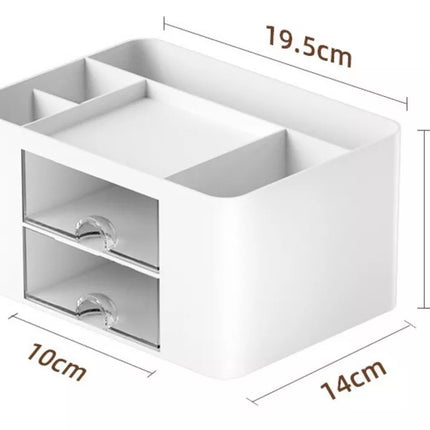 Stalčių dėžutė ant stalo, baltos spalvos