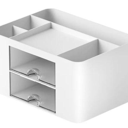 Stalčių dėžutė ant stalo, baltos spalvos