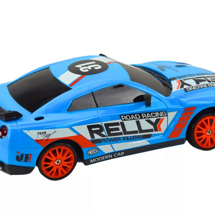 Nuotoliniu būdu valdomas sportinis automobilis 1:24 m masteliu, mėlynas, su keičiamais ratais