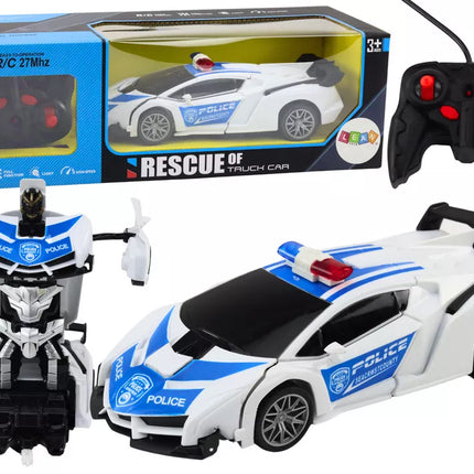 R/C policijos automobilis 2in1 automobilis-robotas, garsai, šviesos