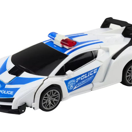 R/C policijos automobilis 2in1 automobilis-robotas, garsai, šviesos