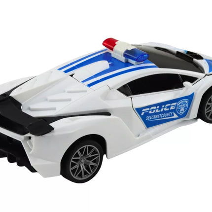 R/C policijos automobilis 2in1 automobilis-robotas, garsai, šviesos