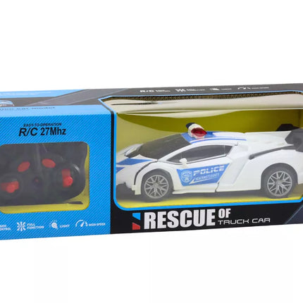R/C policijos automobilis 2in1 automobilis-robotas, garsai, šviesos