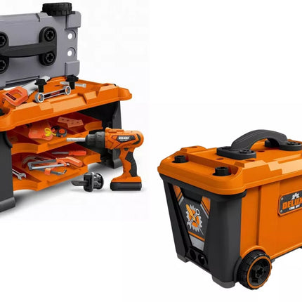 ""Pasidaryk pats" rinkinio įrankių dėžė su baterijomis maitinamu grąžtu"