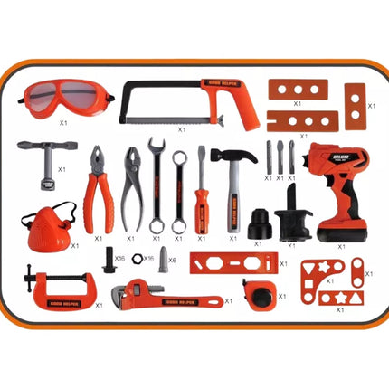 ""Pasidaryk pats" rinkinio įrankių dėžė su baterijomis maitinamu grąžtu"