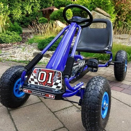 A-15 Go-Cart mėlynas su pripučiamais ratais