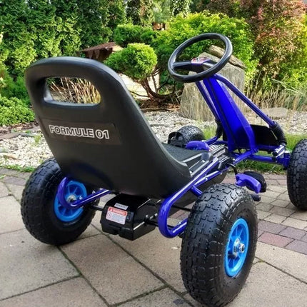 A-15 Go-Cart mėlynas su pripučiamais ratais