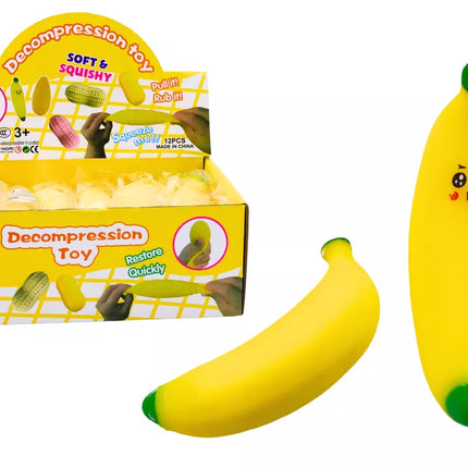 Bananų tampomas guminis geltonas žaislas