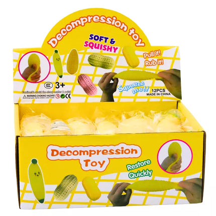 Bananų tampomas guminis geltonas žaislas