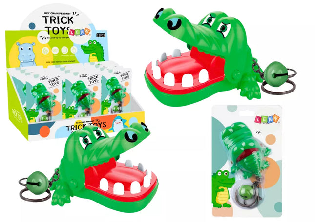 Žalias raktų pakabukas-varpelis „Kandantis krokodilas“