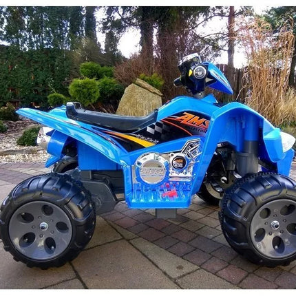 Vidutinis mėlynas keturratis – elektrinė transporto priemonė