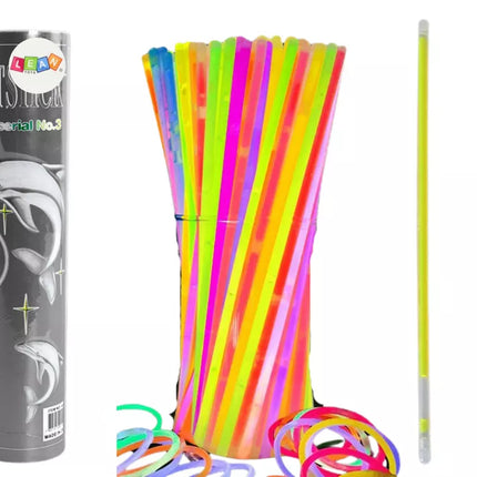 Fluorescencinės apyrankės, 100 vienetų, įvairių spalvų, švyti tamsoje