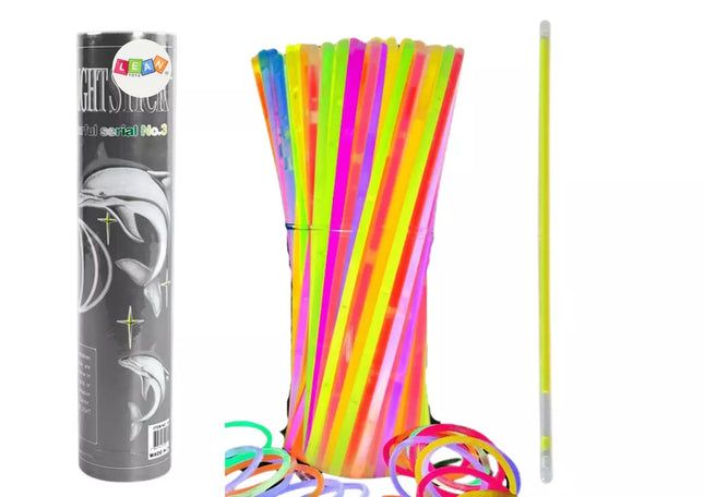 Fluorescencinės apyrankės, 100 vienetų, įvairių spalvų, švyti tamsoje