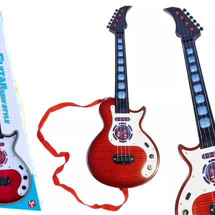 Elektrinė gitara vaikams, raudona, su šviesiomis melodijomis