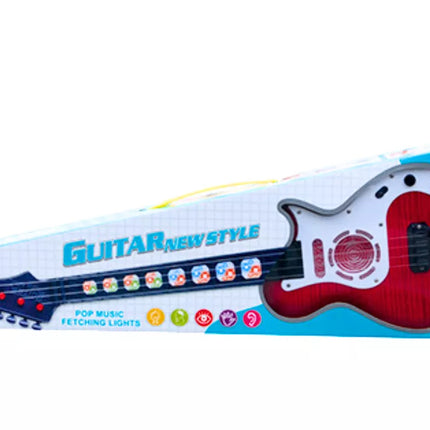 Elektrinė gitara vaikams, raudona, su šviesiomis melodijomis