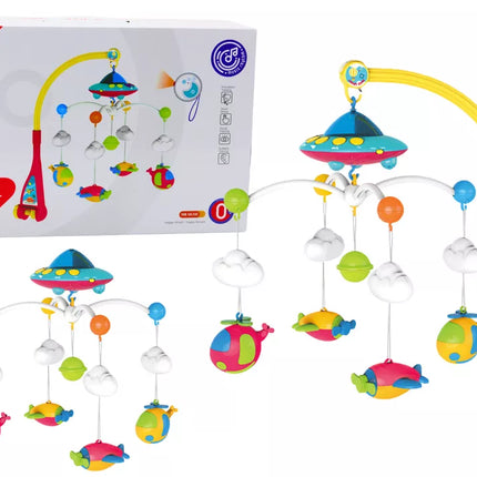 Lovytė karuselė kūdikiui NSO lėktuvų projektorius 108 melodijos