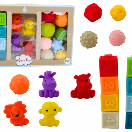 Minkšti edukaciniai vonios blokeliai, 20 vnt., gyvūnų formos