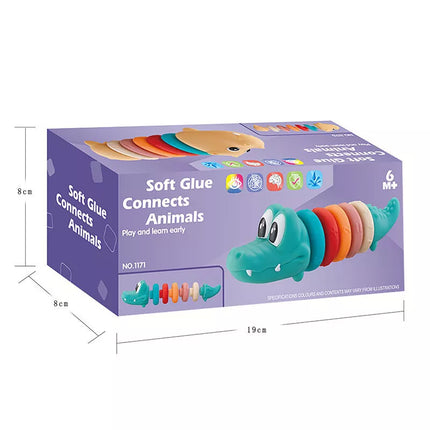 Minkštas edukacinis rinkinys mažyliams „Piramidė Krokodilas“