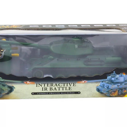 Nuotoliniu būdu valdomas karinis tankas RC 1:28 su besisukančiu bokšteliu, žalias