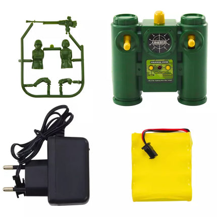 Nuotoliniu būdu valdomas karinis tankas RC 1:28 su besisukančiu bokšteliu, žalias