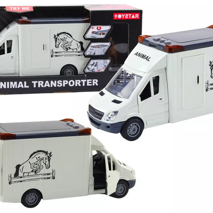 Arklys transporteris automobilis atidaromos durys šviesa garsas baltas