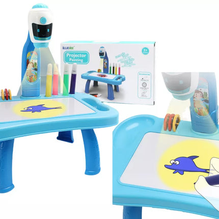 Mini Projektorius Robotas Stalas 2in1 Priedai Mėlynas