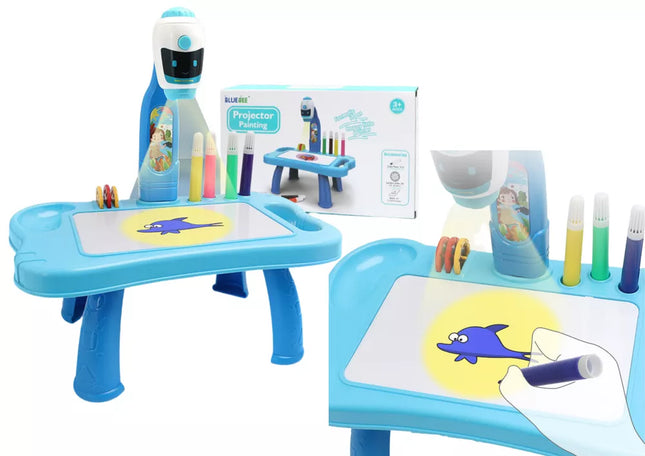 Mini Projektorius Robotas Stalas 2in1 Priedai Mėlynas