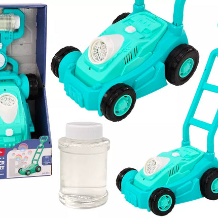 Burbulų mašina – žoliapjovė su rankena, mėlyna