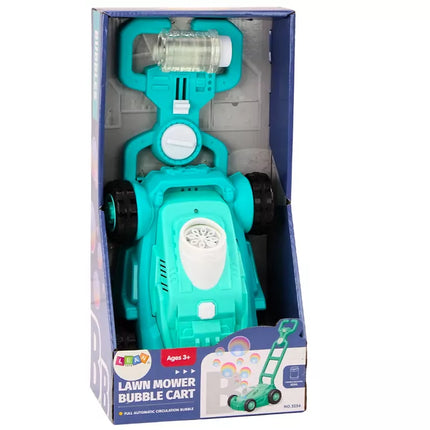 Burbulų mašina – žoliapjovė su rankena, mėlyna