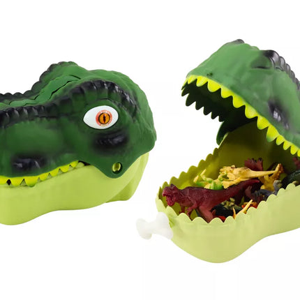 Dinozaurų figūrėlių rinkinys, didelis žalias dinozauras, 45 vnt.