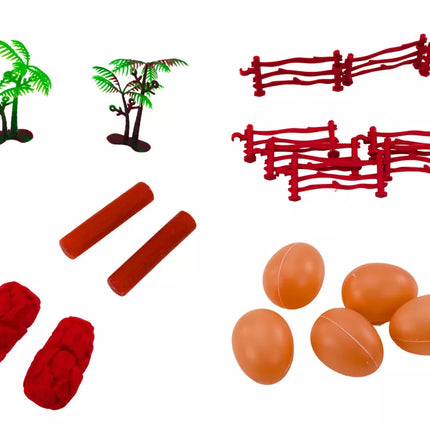 Dinozaurų figūrėlių rinkinys, didelis žalias dinozauras, 45 vnt.