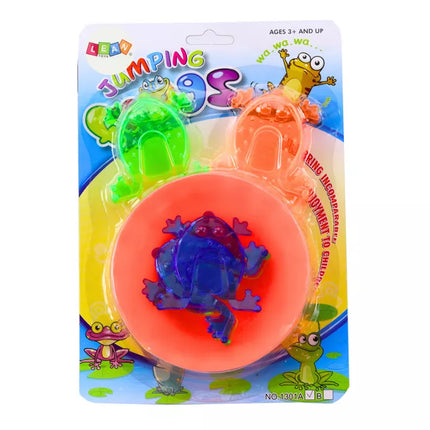 Šokinėjančių varlių įgūdžių žaidimas spalvingame dubenyje