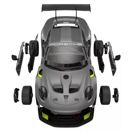 Konstruktorius - RC automobilis Rastar 1:18 Porsche 911 GT2 pilkas, 68 elementai