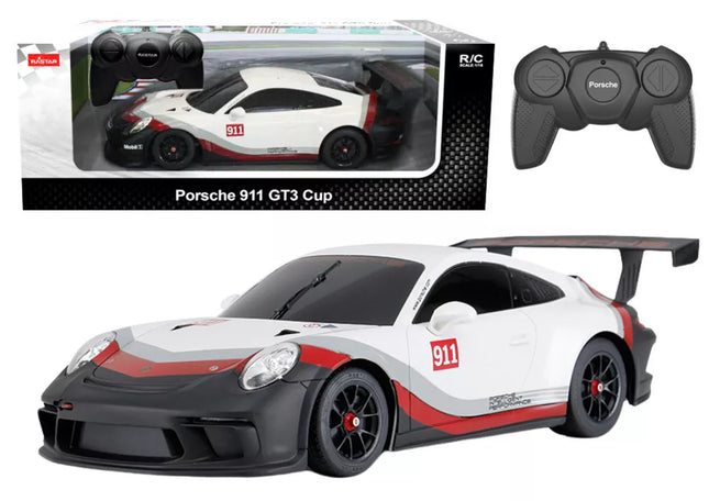 RC automobilis 1:18 Rastar Porsche 911 GT3, baltas-pilkas